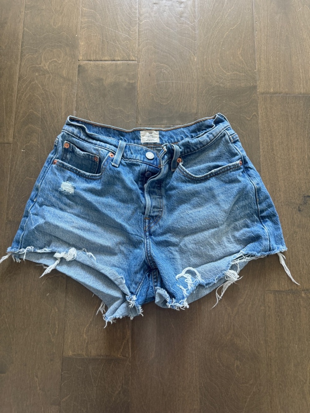 Levi's Light Blue Distressed Denim Cutoff Shorts